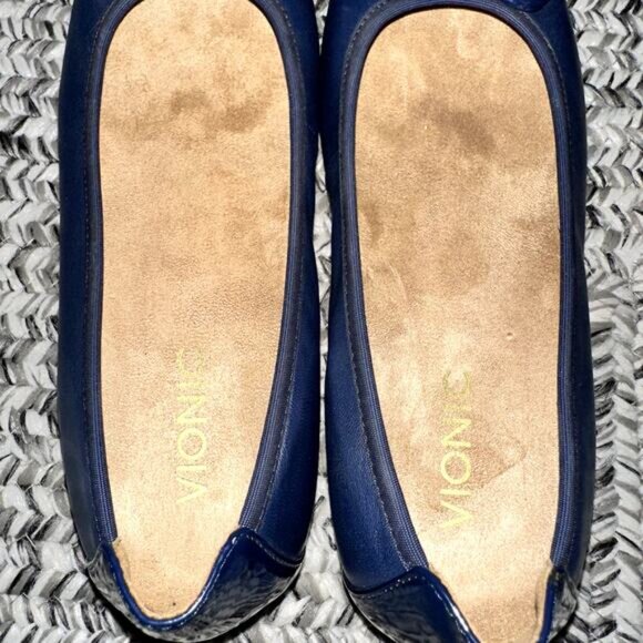 Vionic Spark Minna Leather Flats Navy Blue Women's Size 7 Comfort Shoe - Picture 3 of 7